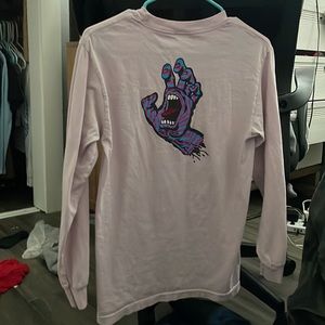 Santa Cruz Screaming Party Hand Light Pink Long Sleeve T-Shirt